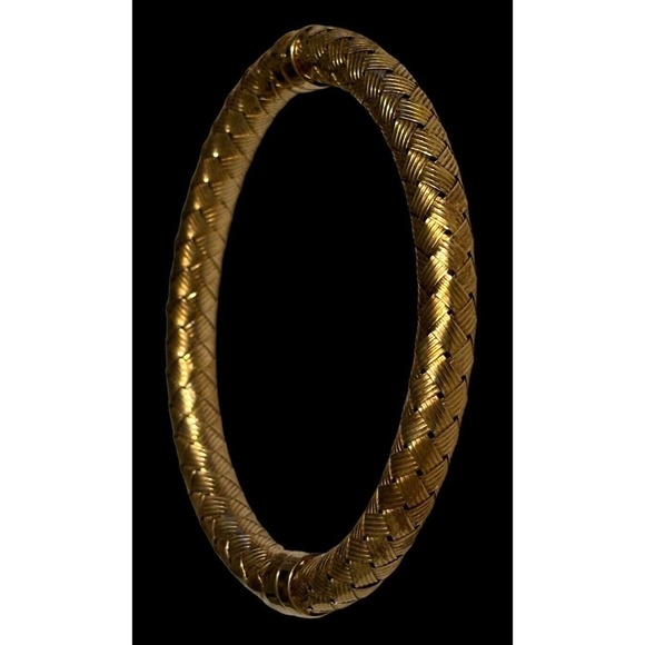 Arte d'Argento Sterling Silver Textured Woven Bracelet Italy Yellow 15.5g - Picture 2 of 9